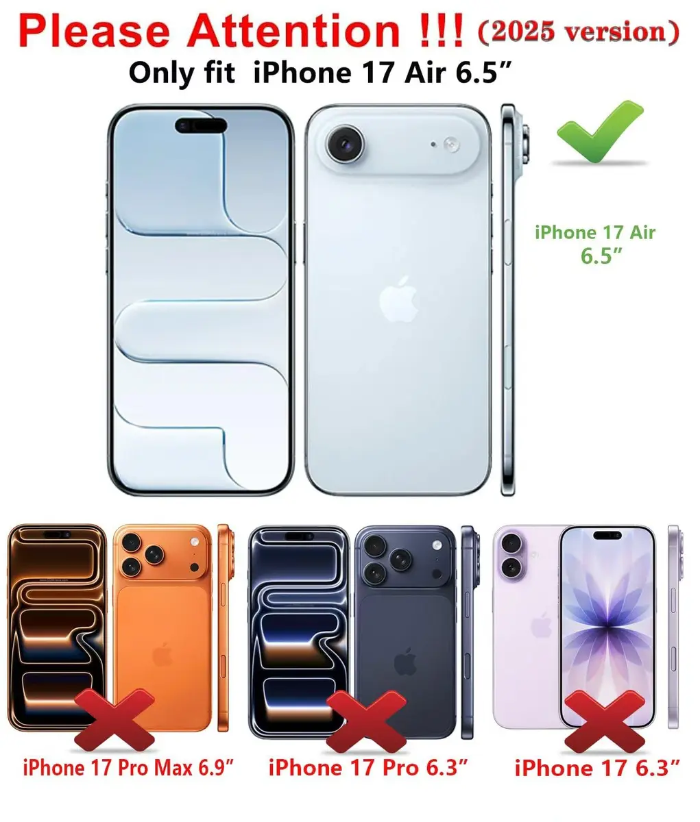 Qinmay Black Cellular Phone Case for iPhone 17 Air | Heavy Duty Protection, Card Holder, Slim Fit - view 2