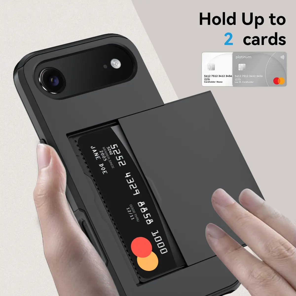 Qinmay Black Cellular Phone Case for iPhone 17 Air | Heavy Duty Protection, Card Holder, Slim Fit - view 3