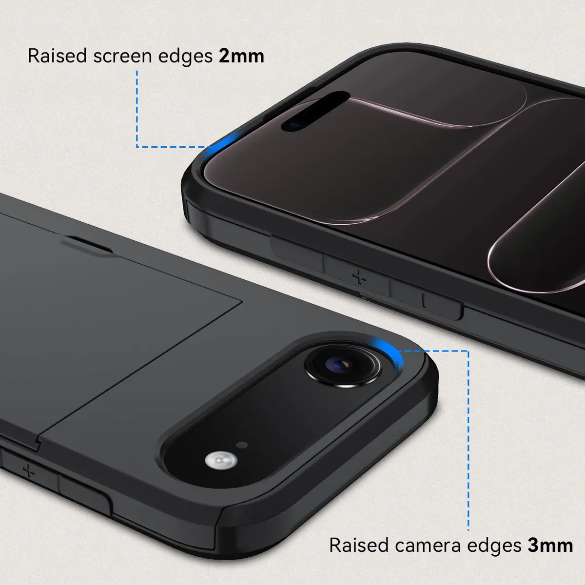 Qinmay Black Cellular Phone Case for iPhone 17 Air | Heavy Duty Protection, Card Holder, Slim Fit - view 4