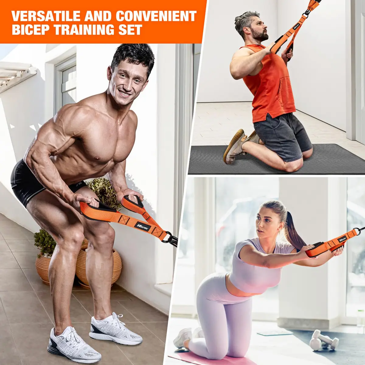HOXWC Home Gym Equipment, Heavy Resistance Bands with Handles, Bicep & Tricep Workout, Pull Down Attachment, Best Replacement for Lift Pulley System (35-135 lbs) - view 5