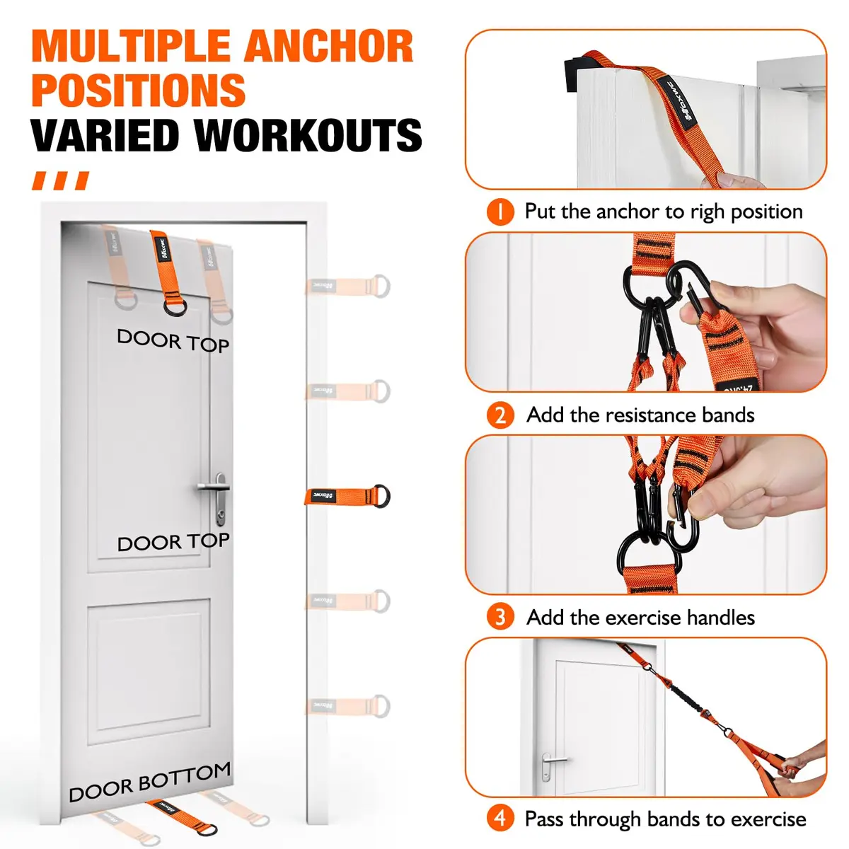 HOXWC Home Gym Equipment, Heavy Resistance Bands with Handles, Bicep & Tricep Workout, Pull Down Attachment, Best Replacement for Lift Pulley System (35-135 lbs) - view 7