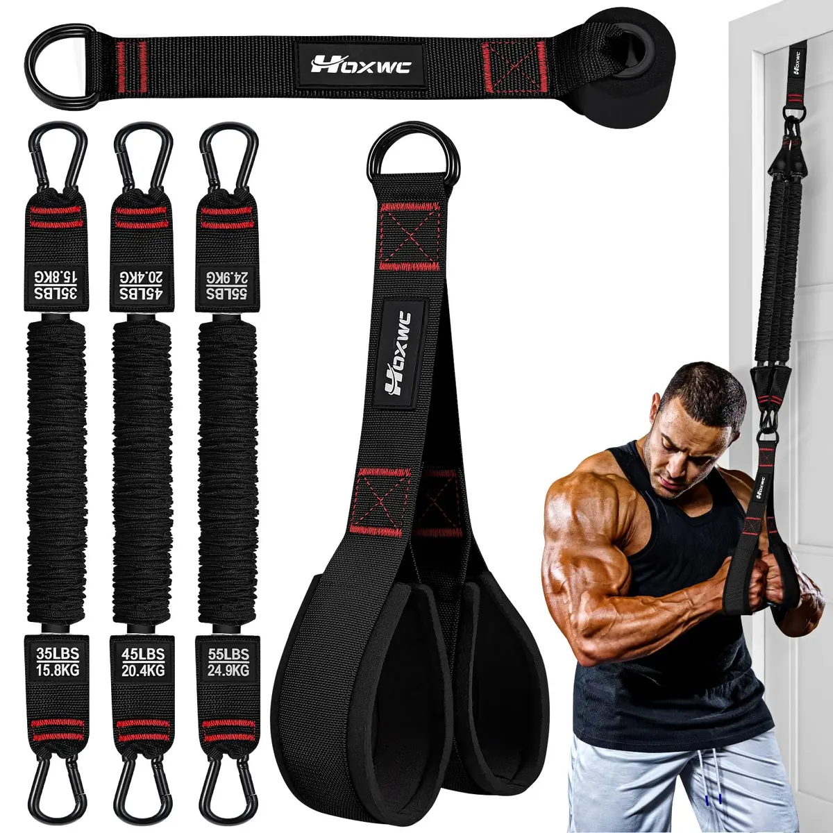 HOXWC Resistance Bands Heavy Exercise Bands with Handles | Home Gym Strength Training (Resistance Bands Workout Equipment) - main product image