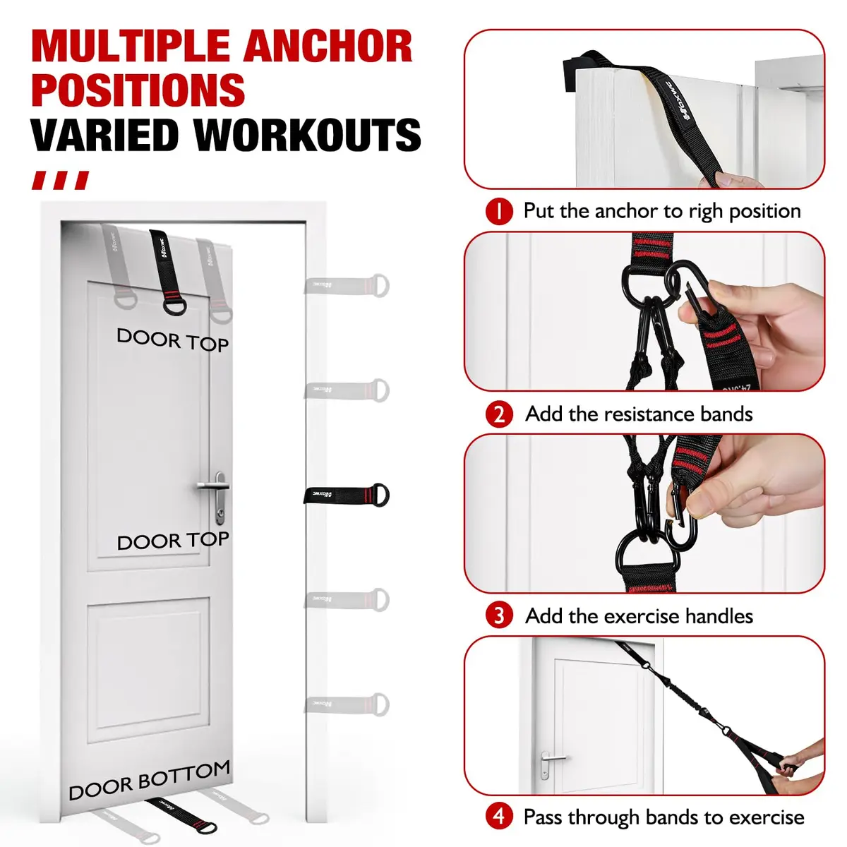 HOXWC Resistance Bands Heavy Exercise Bands with Handles | Home Gym Strength Training (Resistance Bands Workout Equipment) - view 7