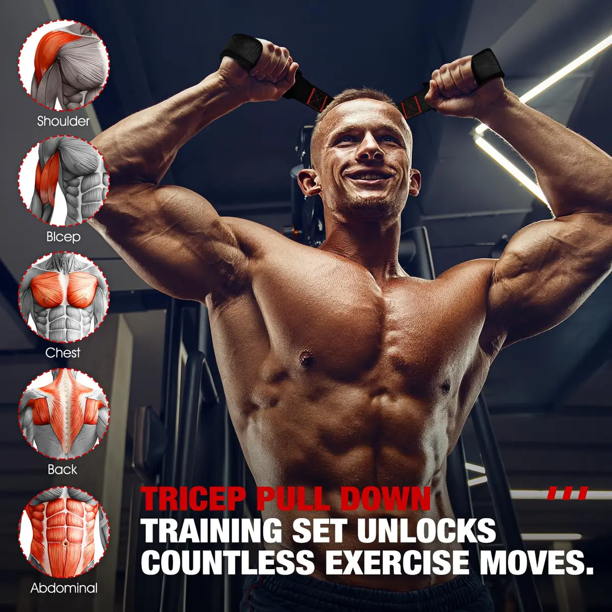 HOXWC Resistance Bands Heavy Exercise Bands with Handles | Home Gym Strength Training (Resistance Bands Workout Equipment) - view 3