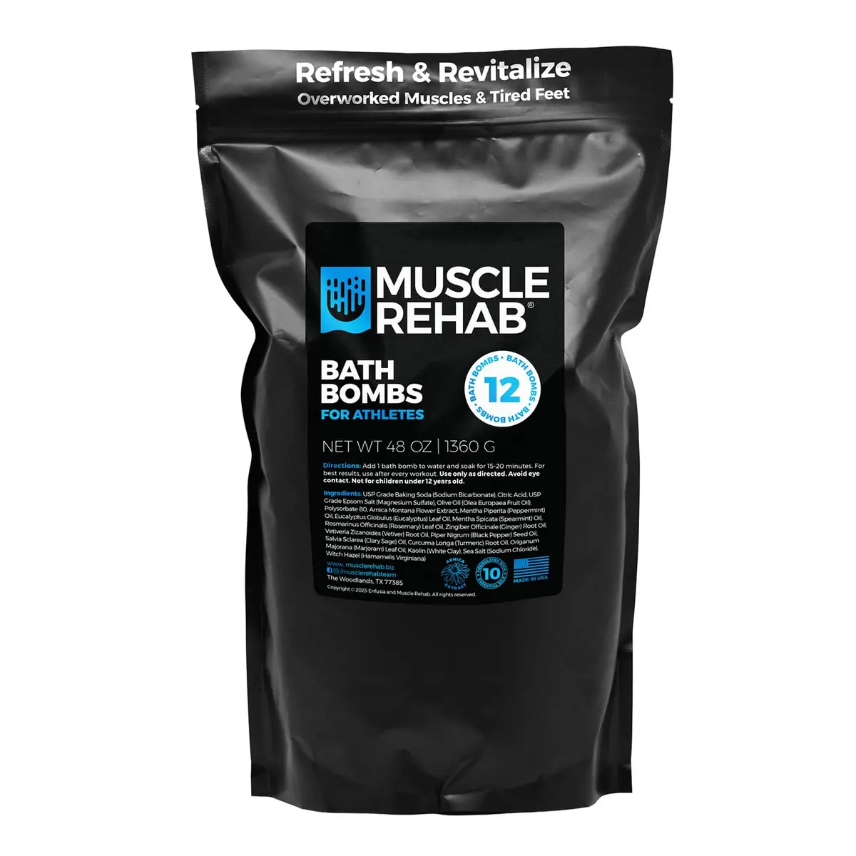 Muscle Rehab Magnesium Bath Bombs 12 Pack | Natural Recovery Soak for Sore Muscles - main product image
