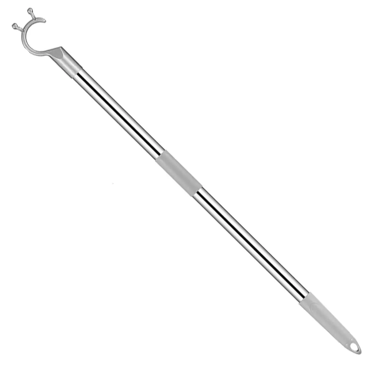 asunflower Extendable Clothes Pole Hook Gray 98cm-160cm (38.6"-63") | Heavy Duty Stainless Steel Reacher for Closets & Shelves - main product image