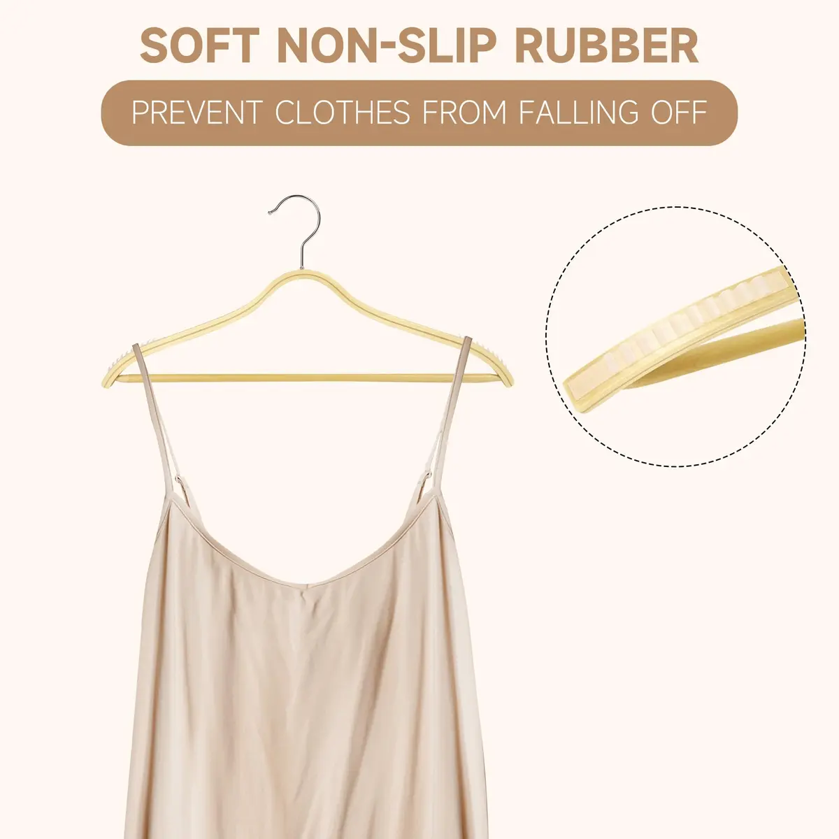 BP4U Slim Birch Wood Hangers with Non-Slip Rubber Strips 12-Pack | Space-Saving & Heavy Load Support - view 3