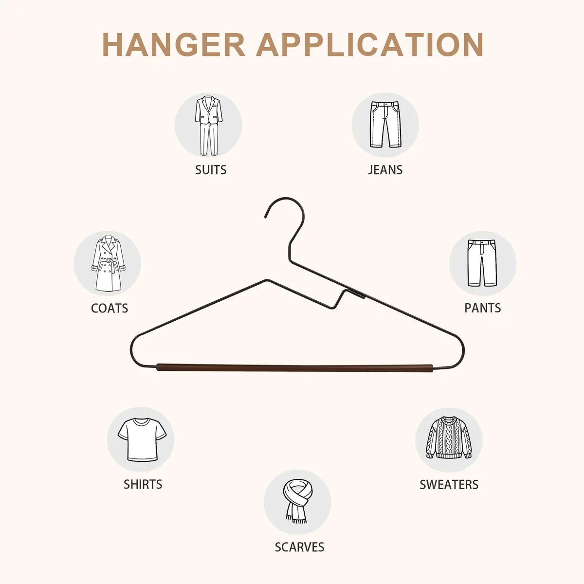 BP4U Wire Hangers with S-Shaped Neckline Saver, Black, 24-Pack | Space-Saving & Durable - view 5