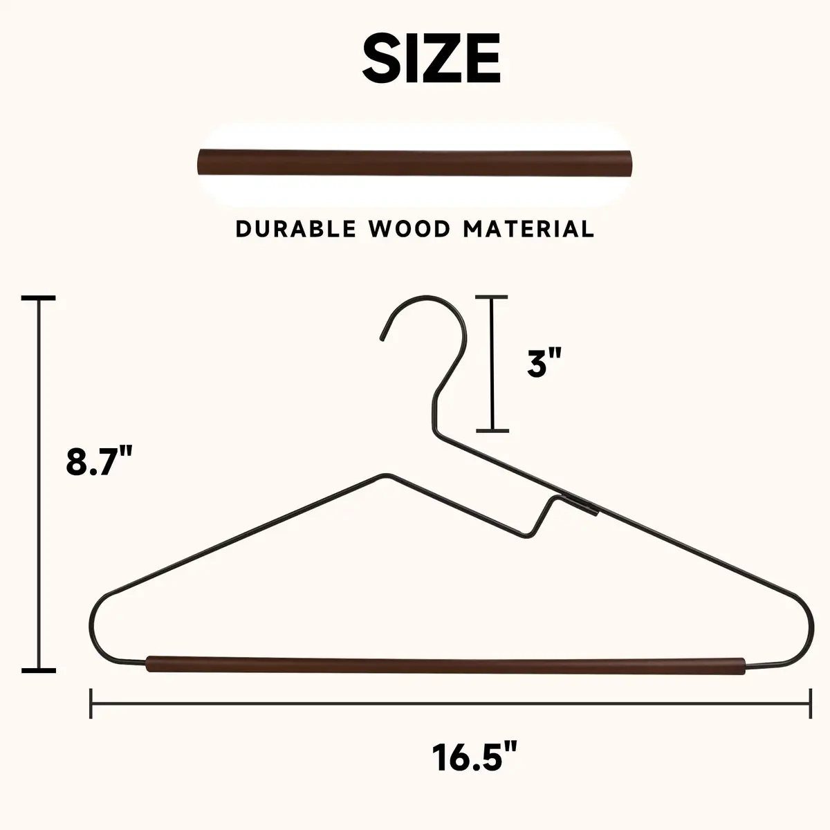 BP4U Wire Hangers with S-Shaped Neckline Saver, Black, 24-Pack | Space-Saving & Durable - view 2