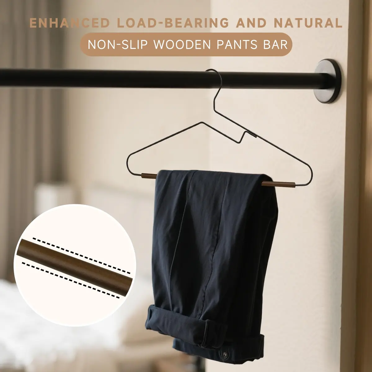 BP4U Wire Hangers with S-Shaped Neckline Saver, Black, 24-Pack | Space-Saving & Durable - view 3