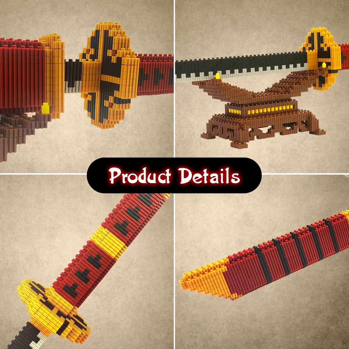 Beego Red Yamato Katana Sword Building Set 1270 Pieces | Educational STEM Toy for Teens & Adults - view 7