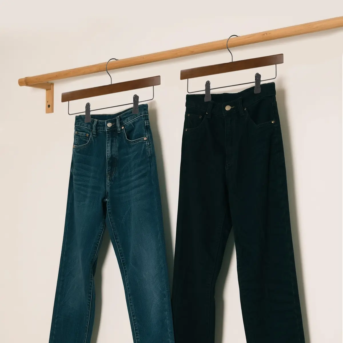 BP4U 14" Wood Pants Hangers with Adjustable Non-Slip Clips Walnut | Space Saving & Durable - view 7