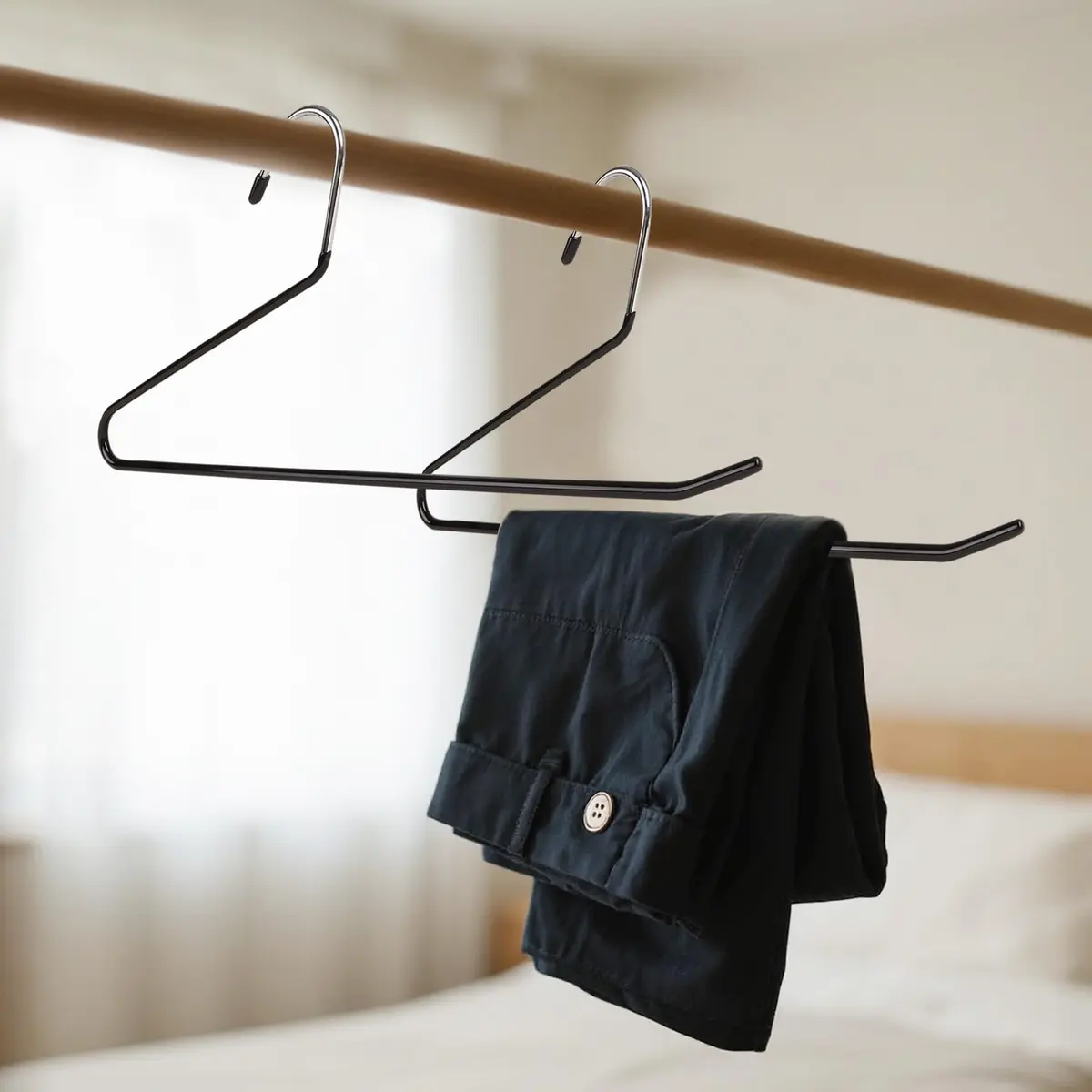 BP4U Metal Pants Hangers with Non-Slip Coating, Black, 36-Pack | Space-Saving & Heavy Duty - view 7