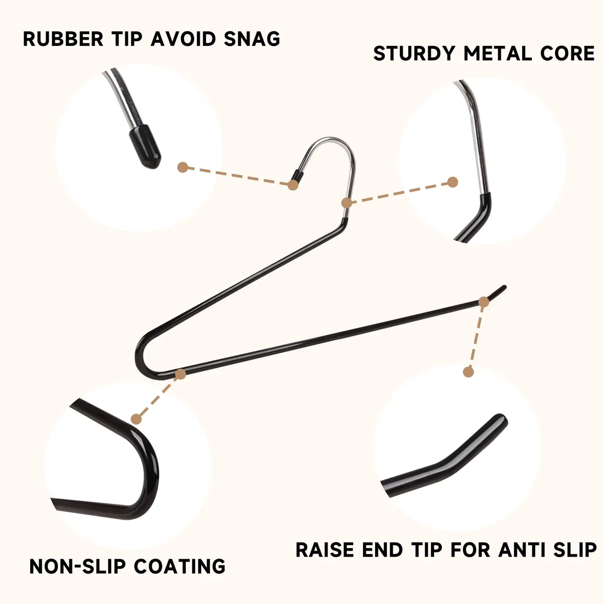 BP4U Metal Pants Hangers with Non-Slip Coating, Black, 36-Pack | Space-Saving & Heavy Duty - view 3