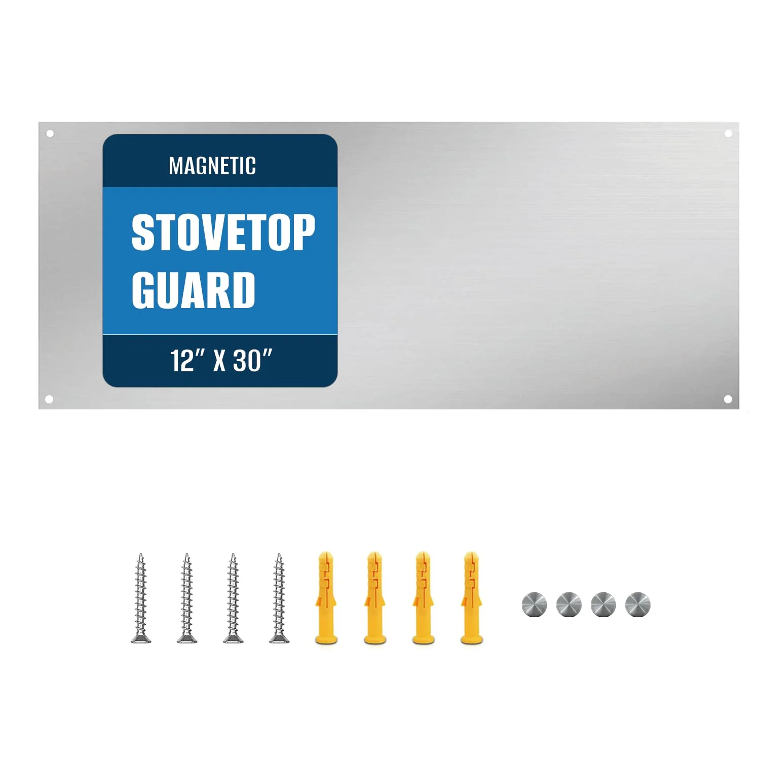 TUTU 12" x 30" Stainless Steel Stove Backsplash, Reversible Ultra Flat Splatter Guard Wall Shield (1-Pack, Silver) - main product image