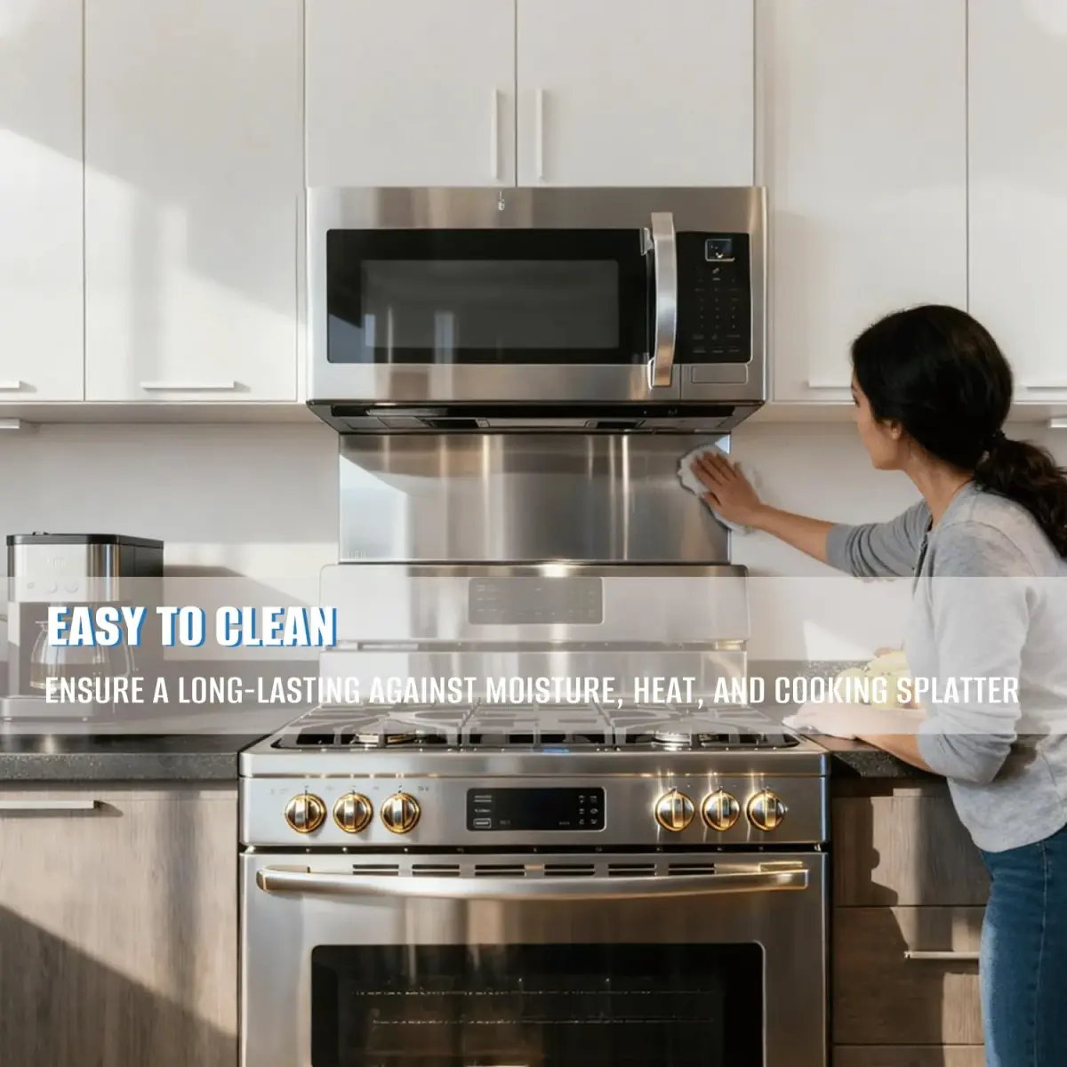 TUTU 30" x 12" Stainless Steel Stove Backsplash | Magnetic Wall Shield for Kitchens - view 3