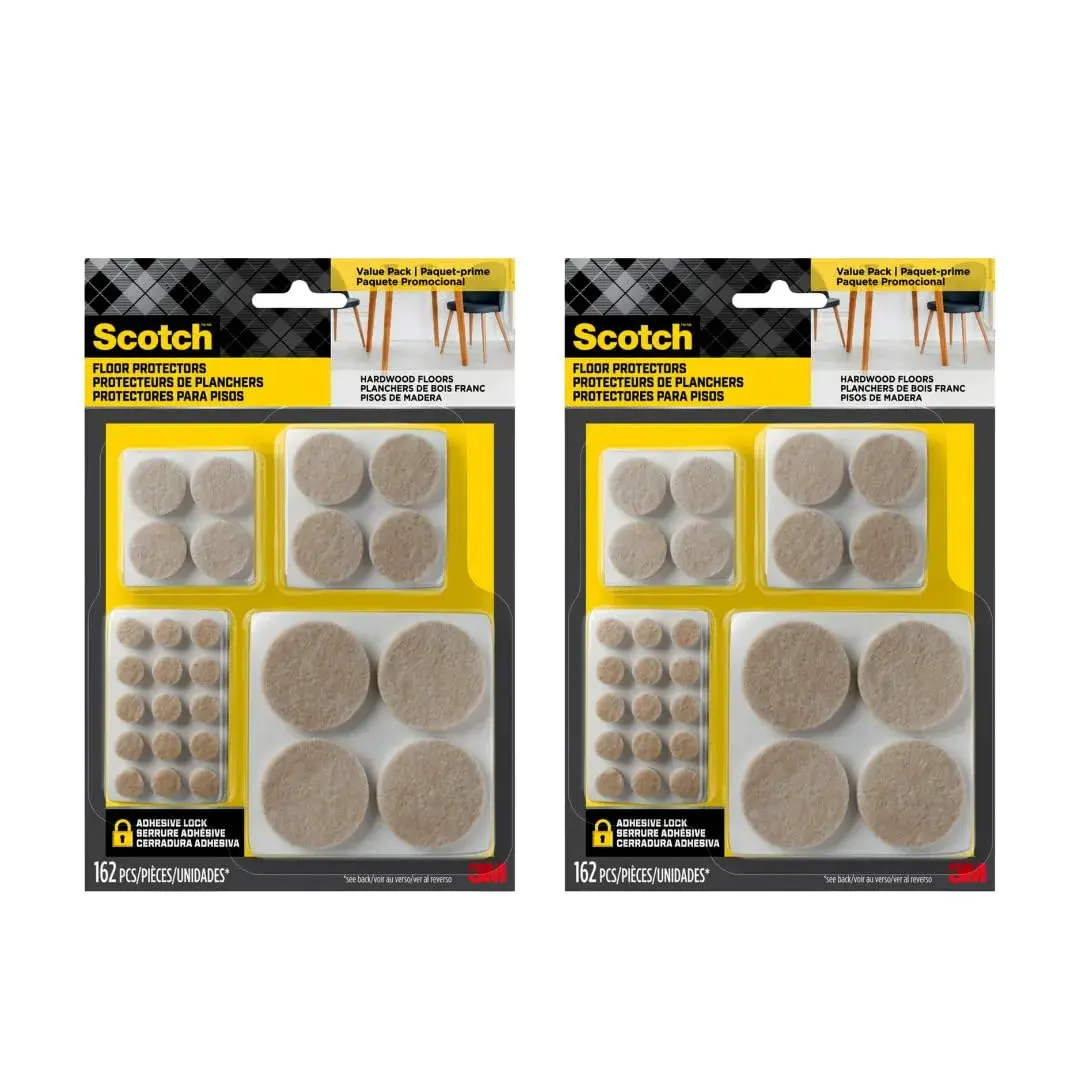 Scotch Felt Pads, Round, Assorted Sizes, Beige, 2 Pack (324 Pieces) | Protects Hardwood Floors, Tile, Laminate - main product image
