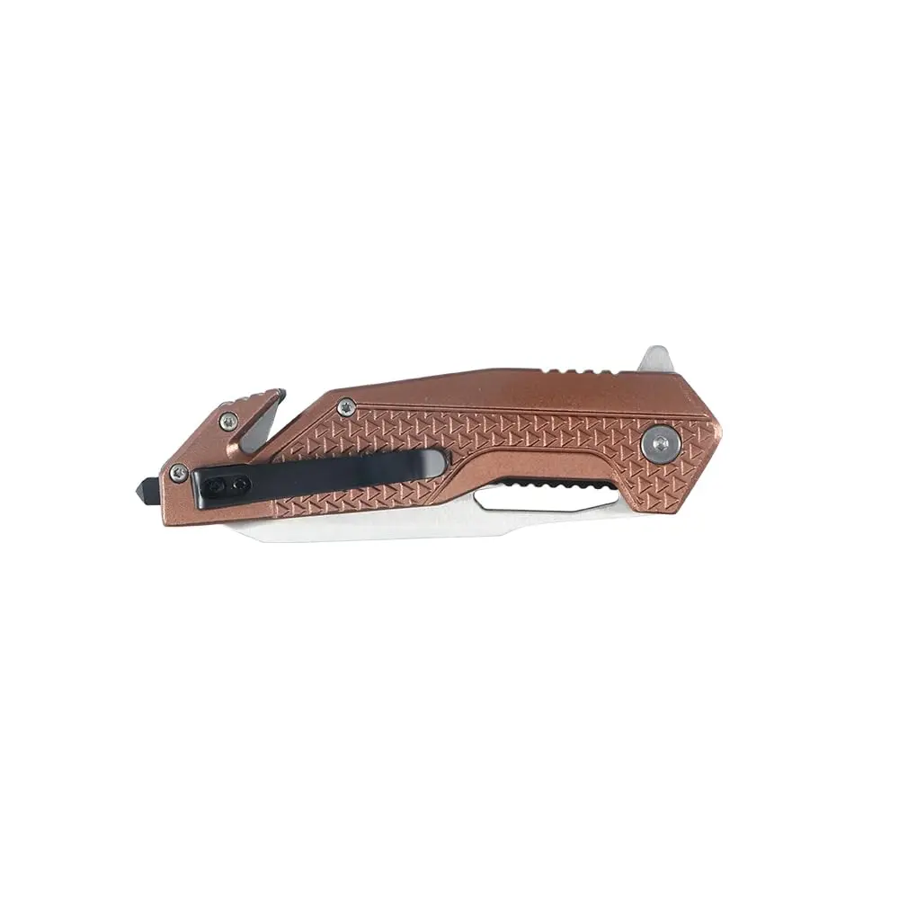 Tac-Force Tactical Folding Knife 8 Inch Overall Length 3.25 Inch Satin Blade Brown Aluminum Handle Rescue Camping - view 2
