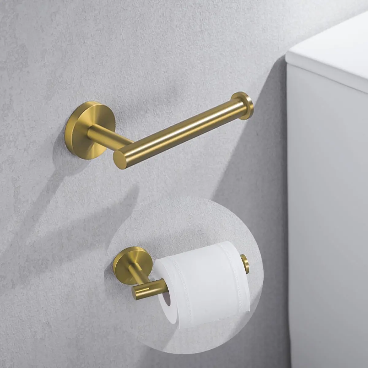 SEABEFORE Toilet Paper Holder -Sturdy Round Brushed Dark Gold Wall Mount for Bathroom, SUS 304 Stainless Steel, 6-inch arm | Durable & Rustproof - main product image