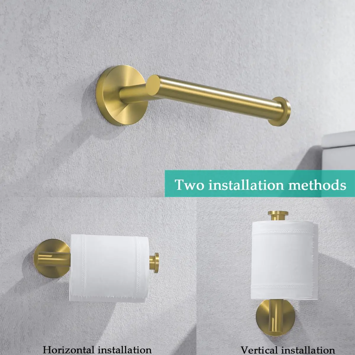 SEABEFORE Toilet Paper Holder -Sturdy Round Brushed Dark Gold Wall Mount for Bathroom, SUS 304 Stainless Steel, 6-inch arm | Durable & Rustproof - view 7
