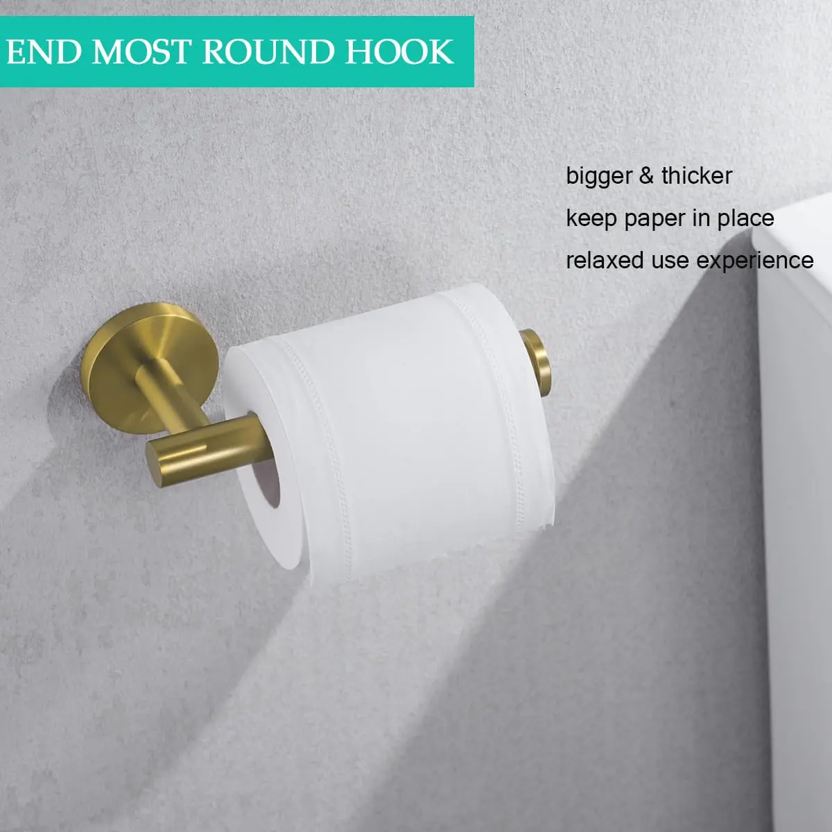 SEABEFORE Toilet Paper Holder -Sturdy Round Brushed Dark Gold Wall Mount for Bathroom, SUS 304 Stainless Steel, 6-inch arm | Durable & Rustproof - view 3