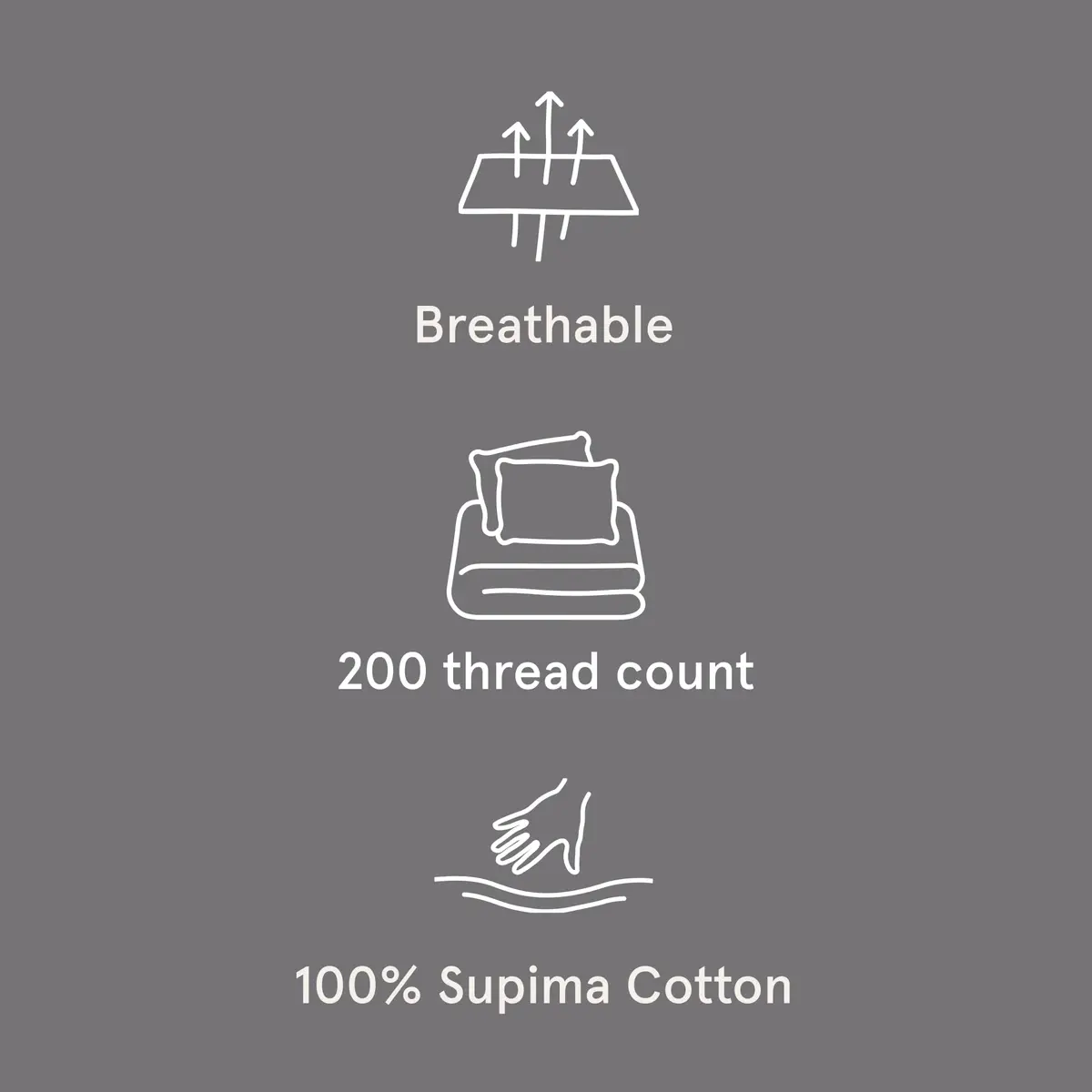 Tuft & Needle Queen Supima Cotton Percale Sheet Set | Breathable & Soft 200TC, Gray Quill - view 6