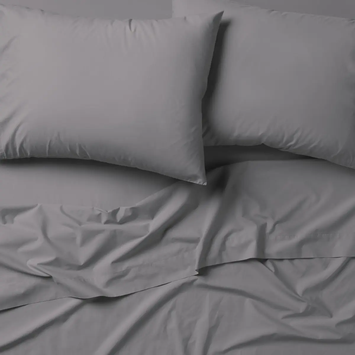 Tuft & Needle Queen Supima Cotton Percale Sheet Set | Breathable & Soft 200TC, Gray Quill - view 4