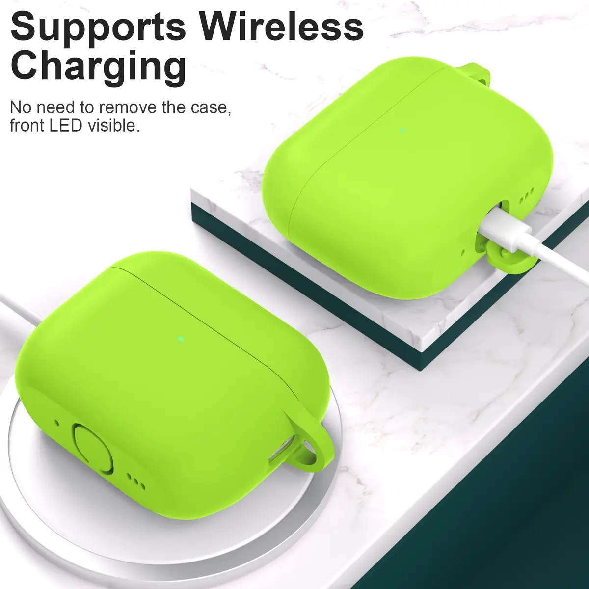 ATUAT Silicone AirPods Pro 3 Case Cover 2025 Light Green | Full 360° Shock & Drop Protection - view 3