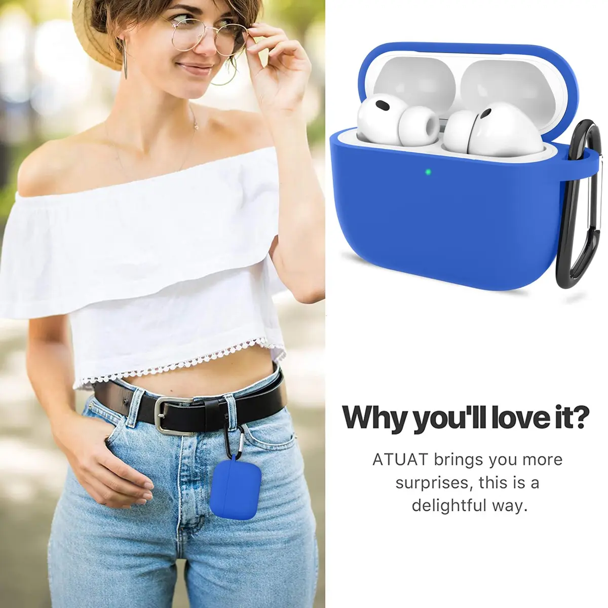 ATUAT AirPods Pro 3 Case Cover 2025 | Blue Silicone Protective Cover with Cleaner Kit - view 7