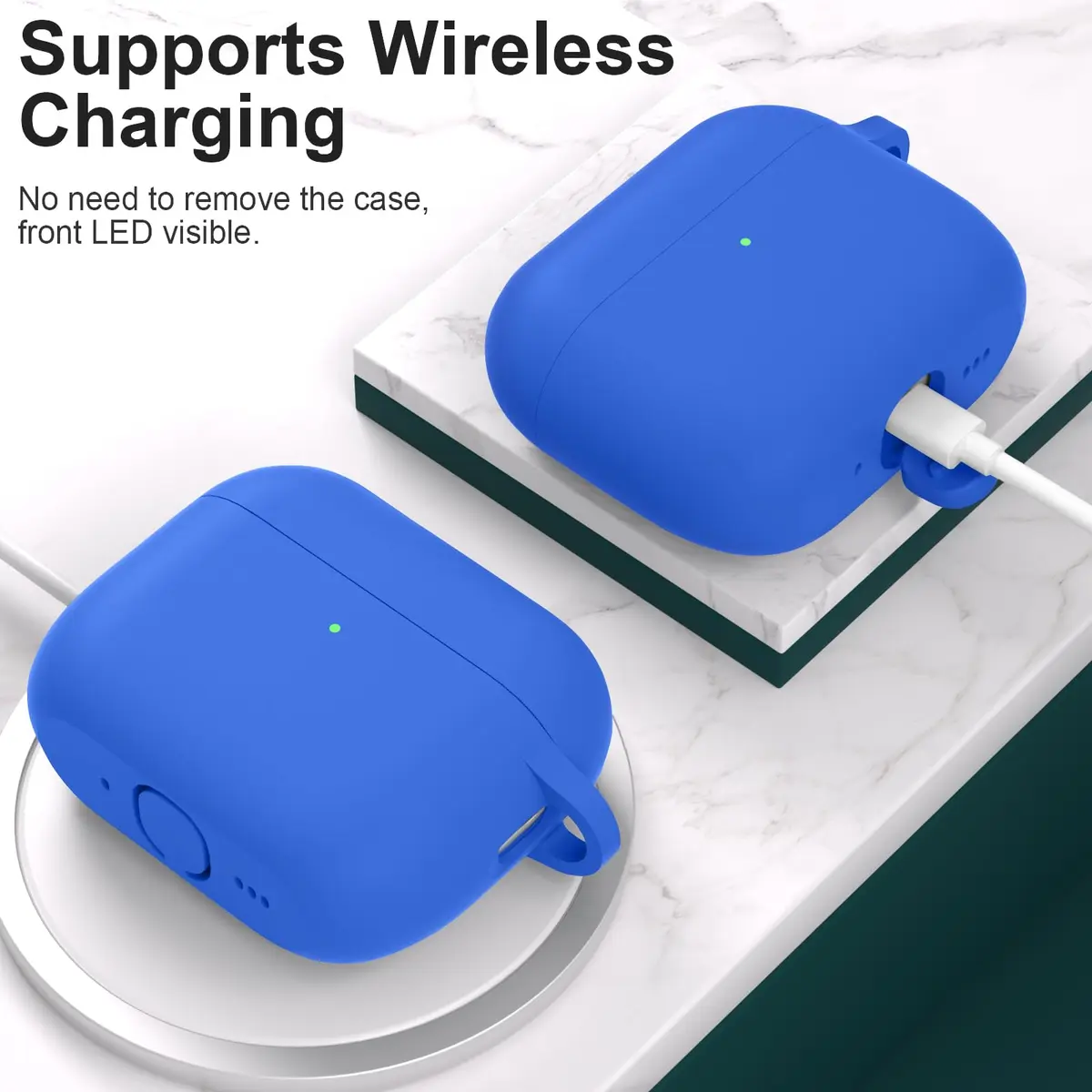 ATUAT AirPods Pro 3 Case Cover 2025 | Blue Silicone Protective Cover with Cleaner Kit - view 3