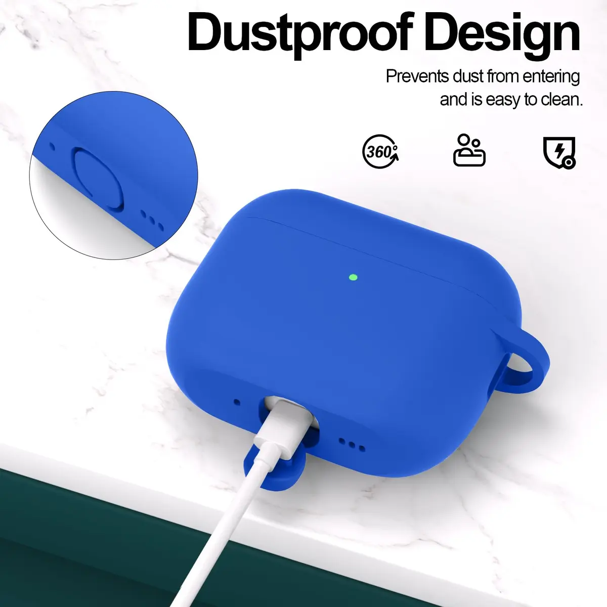 ATUAT AirPods Pro 3 Case Cover 2025 | Blue Silicone Protective Cover with Cleaner Kit - view 4