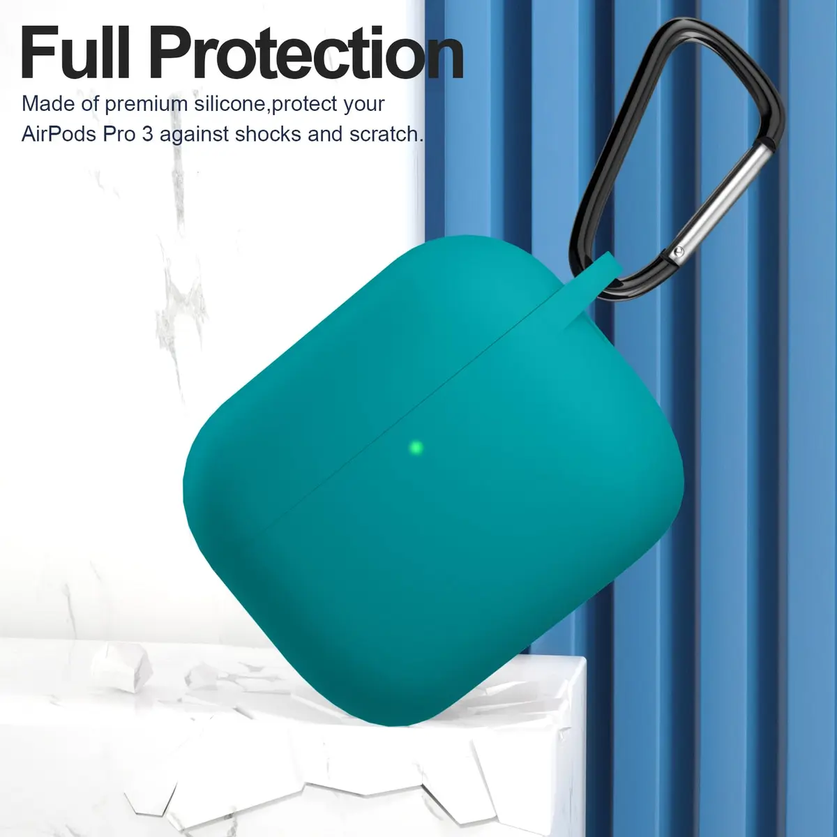 ATUAT Silicone AirPods Pro 3 Case Cover 2025 Teal | Full Protection & Wireless Charging - view 2