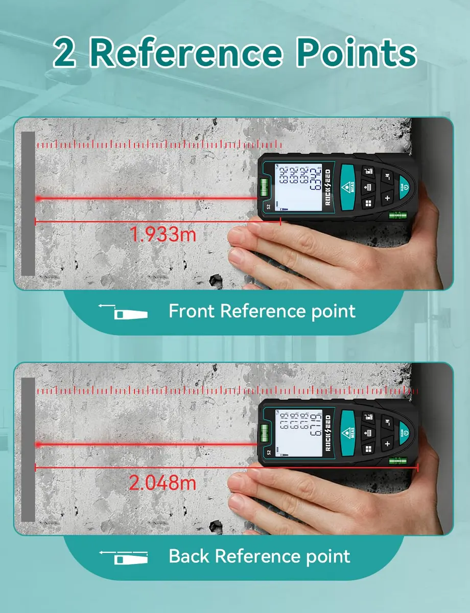 RockSeed Laser Measure 50M/165ft | Accurate Digital Laser Distance Meter with 2 Bubble Levels - view 3