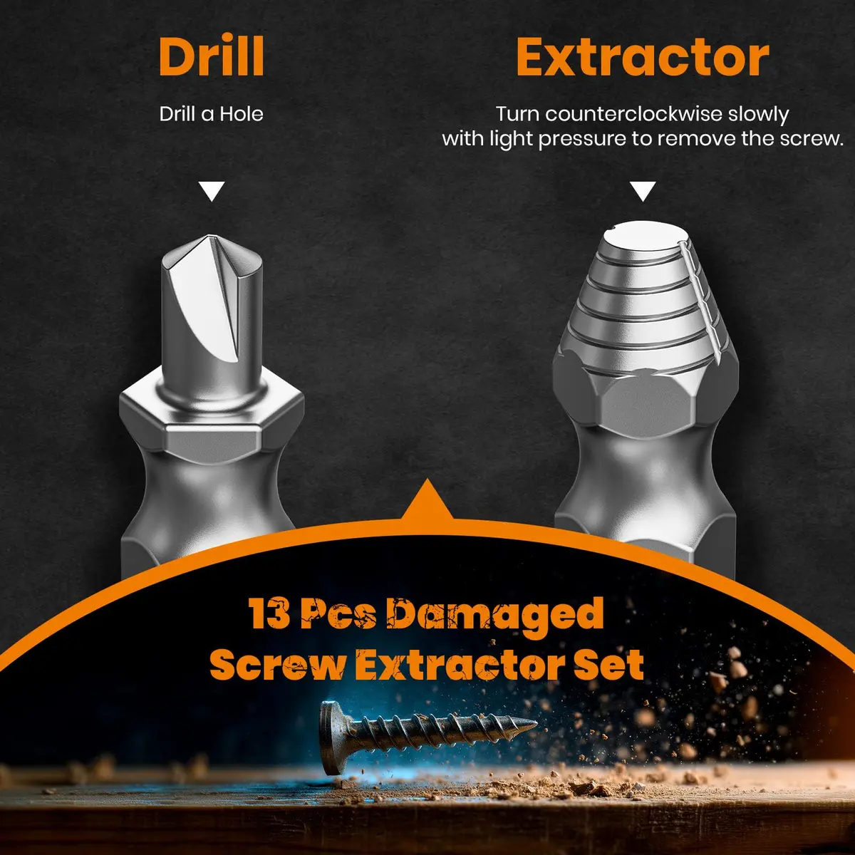 THOSAF Damaged Screw Extractor Set,13 Pcs, High-Speed Steel, Rust Removal, Gift for Men & Adults, 25 units - view 5