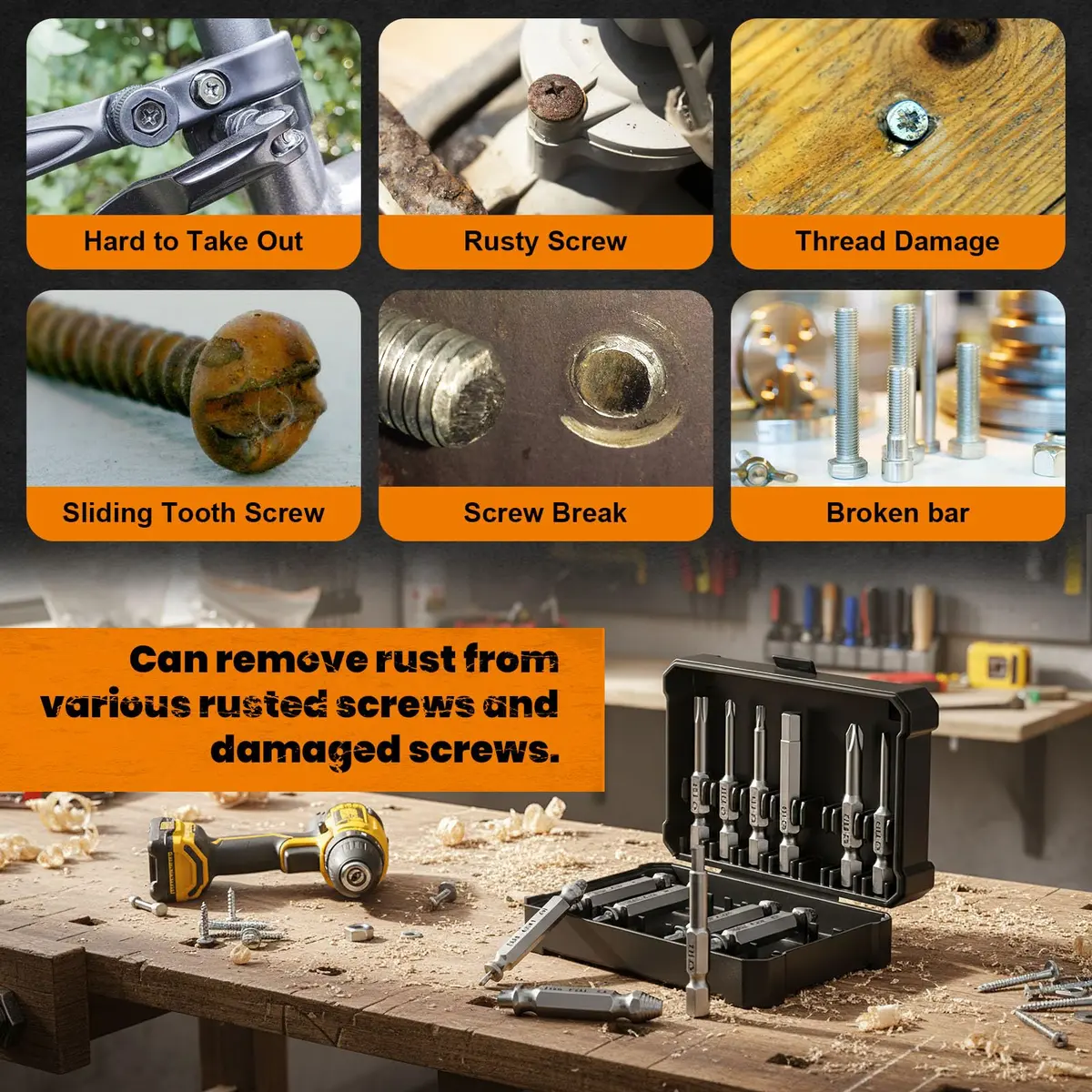 THOSAF Damaged Screw Extractor Set,13 Pcs, High-Speed Steel, Rust Removal, Gift for Men & Adults, 25 units - view 6