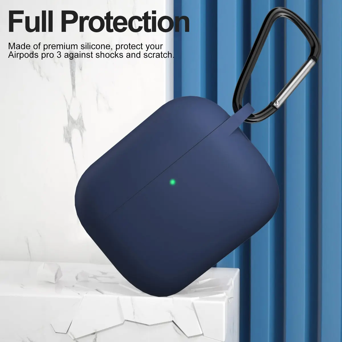 ATUAT Silicone Case for AirPods Pro 3rd Gen Midnight Blue | Full Protection & Wireless Charging - view 2