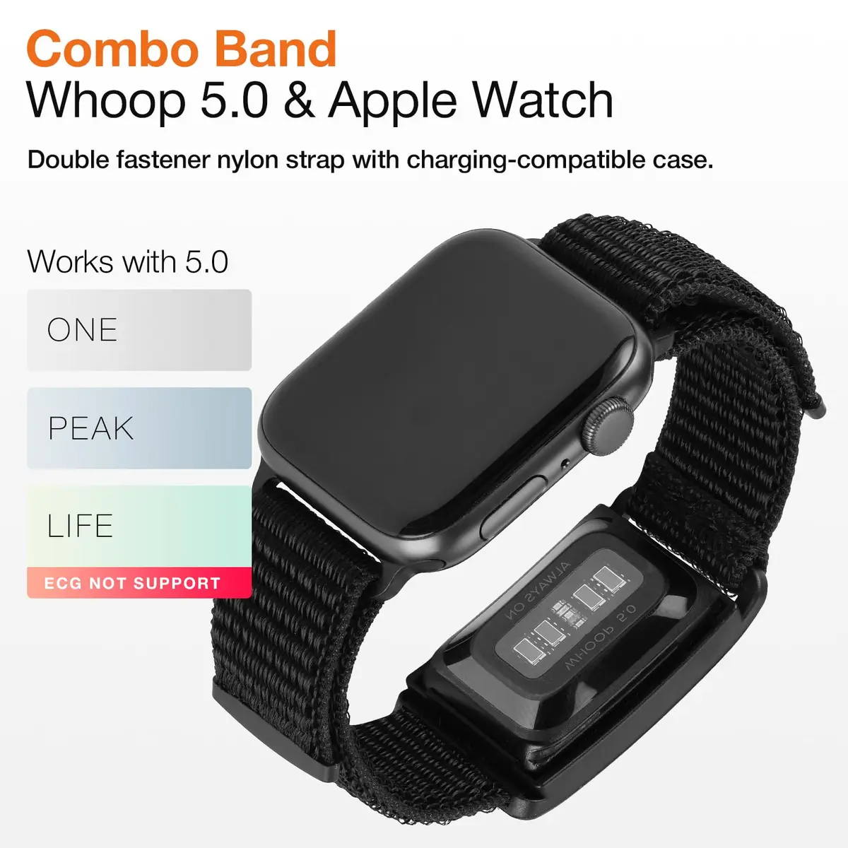 BandSmith Nylon Sport Combo Replacement Band with Case for WHOOP 5.0 & Apple Watch | Dual-Device Nylon Strap 42-49mm - view 2