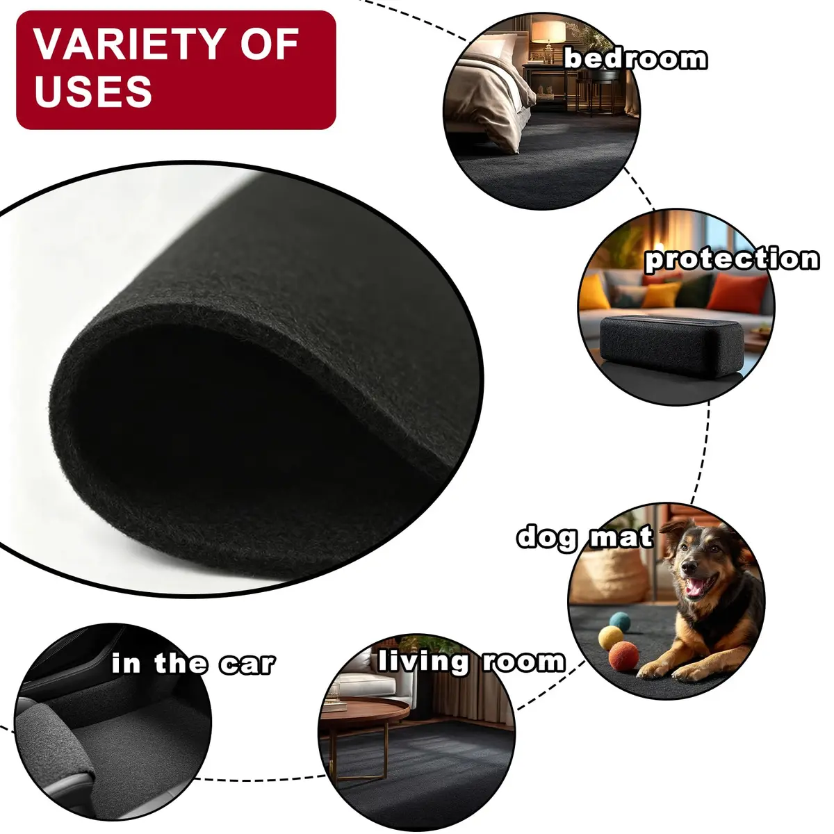 KEPYDRMTF Black Speaker Box Carpet 1.5m x 3.1m (59in x 122in) | Durable Polyester Fabric for Audio DIY & Repair - view 7