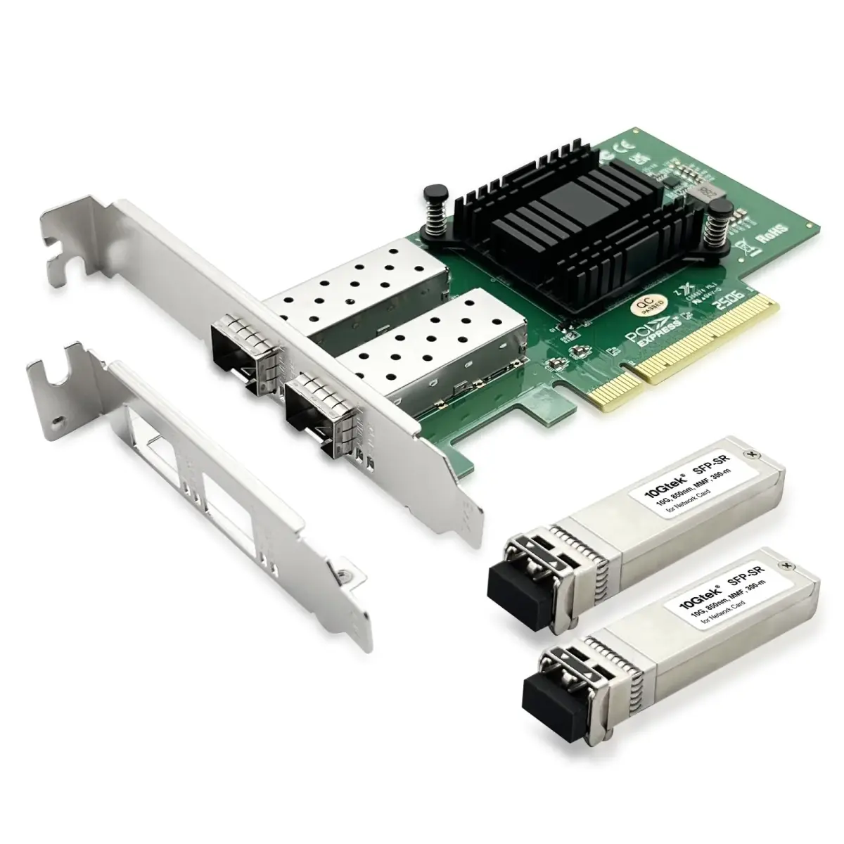 10Gtek Dual SFP+ PCIe Network Card 10GbE X8 with 2x SR Modules | 82599EN Controller - main product image