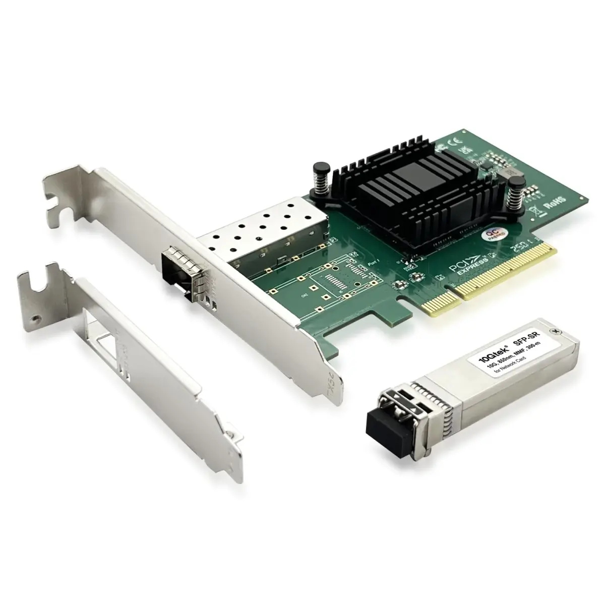 10Gtek 10GbE PCI-E X8 Network Card with Intel 82599EN Controller & SFP+ SR Module | Single SFP+ Port, 10Gbps Ethernet - main product image