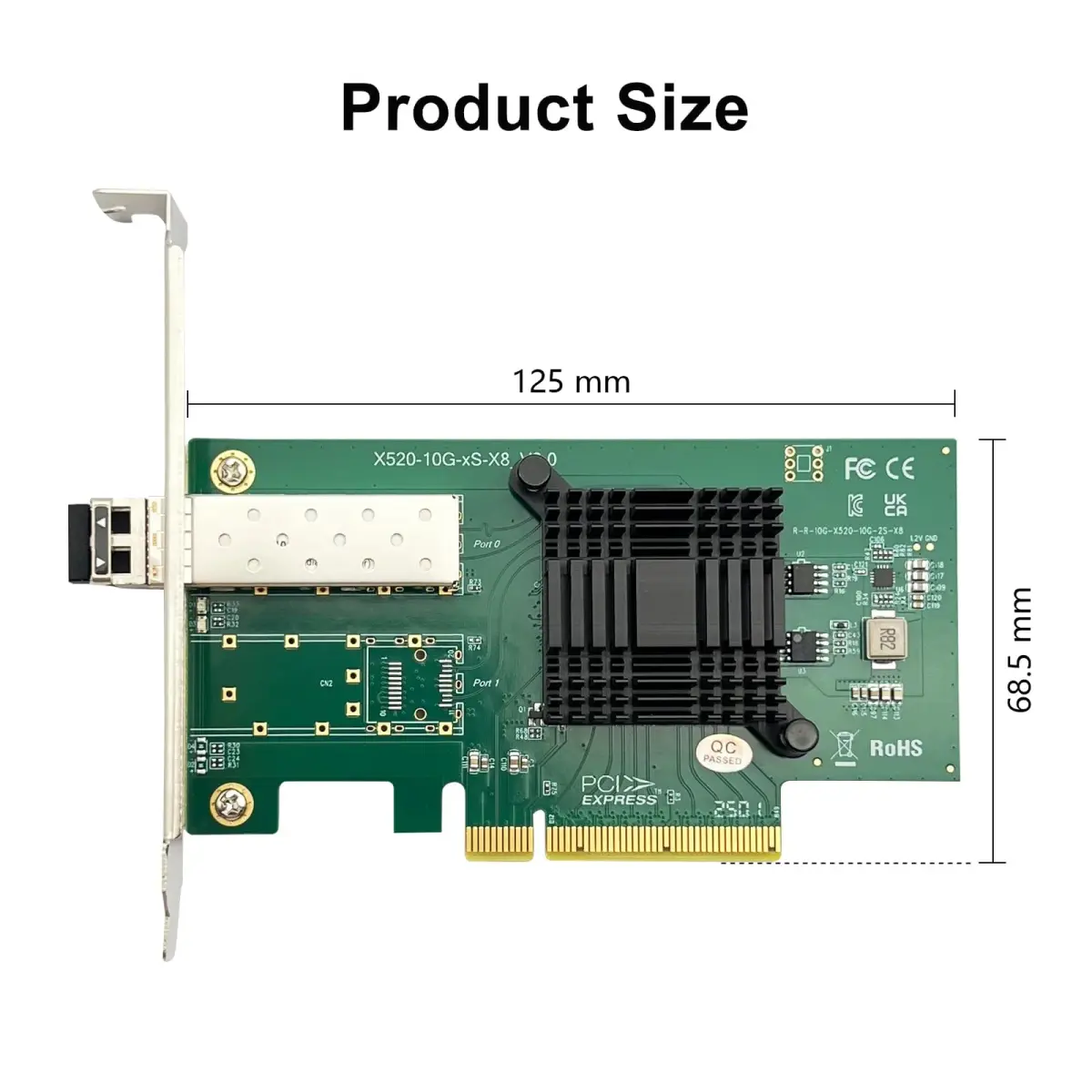 10Gtek 10GbE PCI-E X8 Network Card with Intel 82599EN Controller & SFP+ SR Module | Single SFP+ Port, 10Gbps Ethernet - view 3