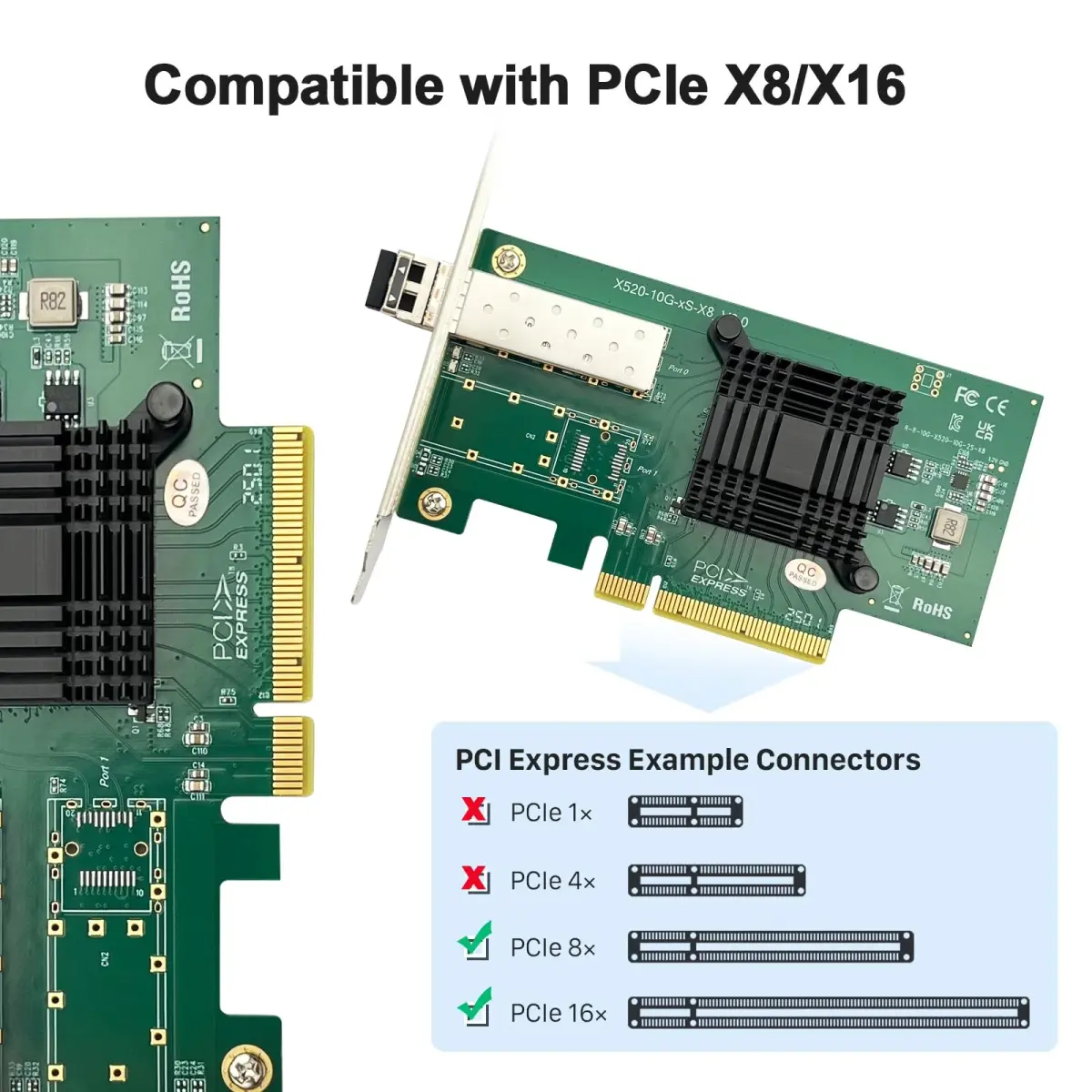 10Gtek 10GbE PCI-E X8 Network Card with Intel 82599EN Controller & SFP+ SR Module | Single SFP+ Port, 10Gbps Ethernet - view 4