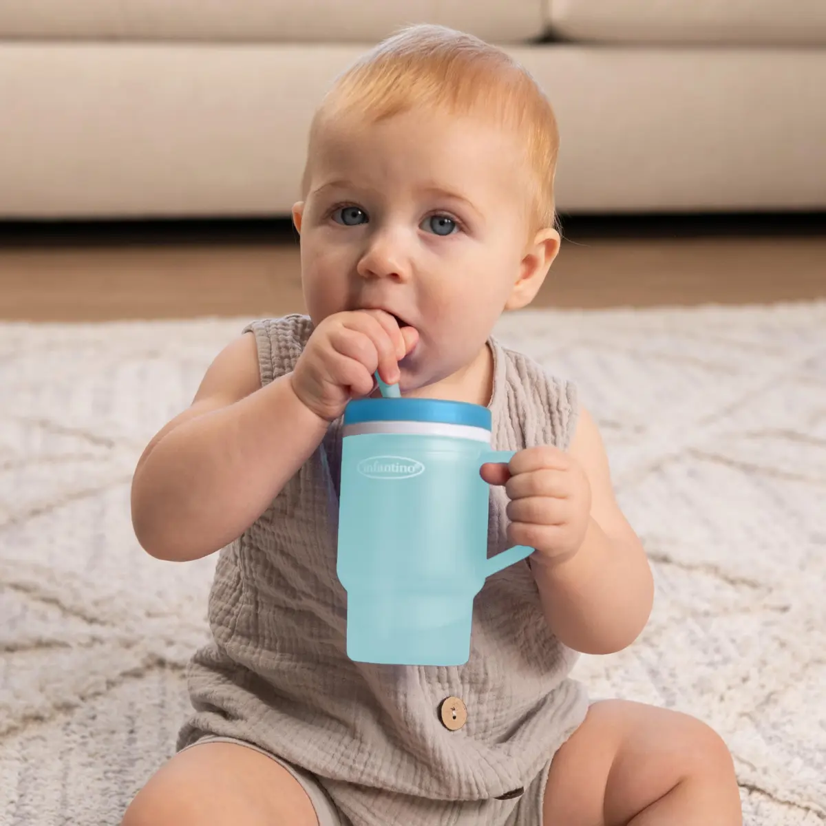 Infantino My 1st Tumbler Straw Cup, 10oz, Moody Blue | Leak-Resistant, BPA-Free for Toddlers - view 7