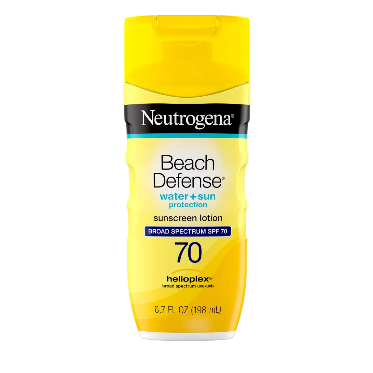 Neutrogena Beach Defense Sunscreen Lotion SPF 70, Face & Body Sunscreen, Broad Spectrum, Fast Absorbing, 198ml (6.7 Fl Oz) | Water Resistant 80 Min, Oil-Free, Oxybenzone & Octinoxate Free (Pack of 3) - main product image