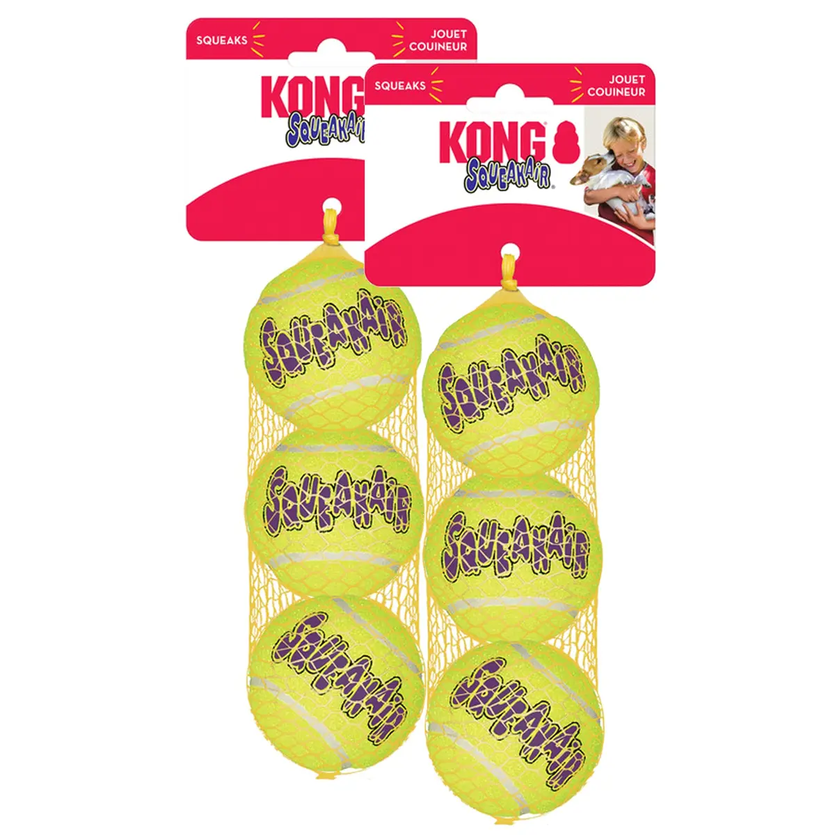 KONG Squeakair Balls (6 Pack) - Medium Dog Toy Premium Squeak Tennis Balls, Gentle on Teeth | Fetch Toy - main product image