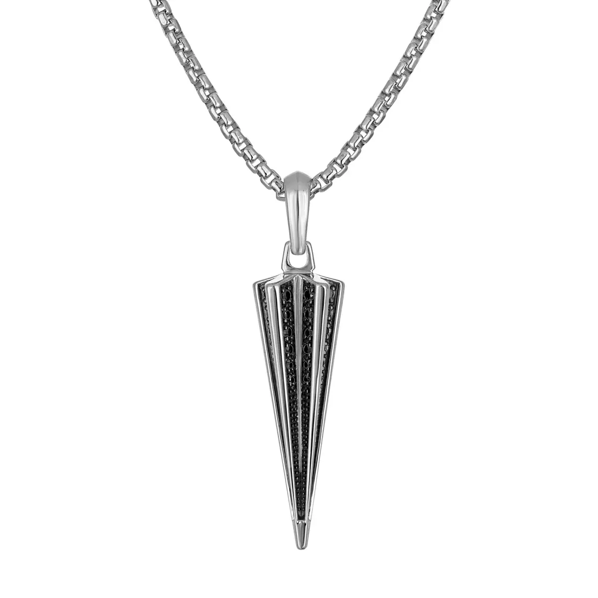 Bulova Jewelry Silver-Tone Sterling Silver Pendant, Black Diamonds 0.25 Cttw | Edgy, Rebellious Style - main product image