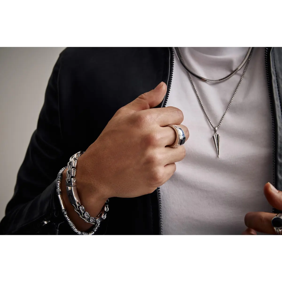 Bulova Jewelry Silver-Tone Sterling Silver Necklace 22" | Rhodium-Plated Square Snake Chain - view 2