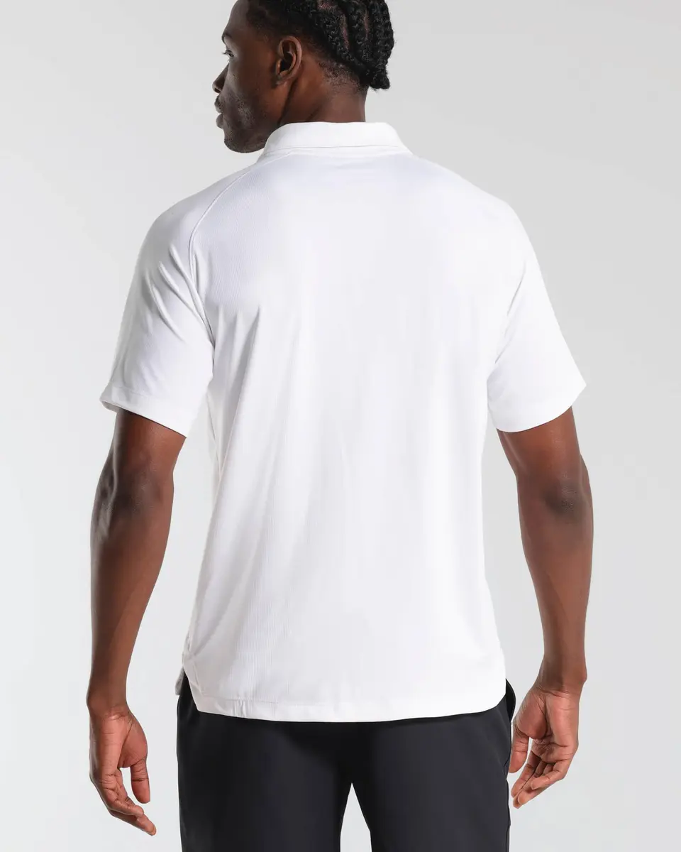 MUNICIPAL SportCross Tech Short Sleeve Polo Shirt, White, Large | Rapid Dry, Recycled Poly, Athletic Fit - view 2