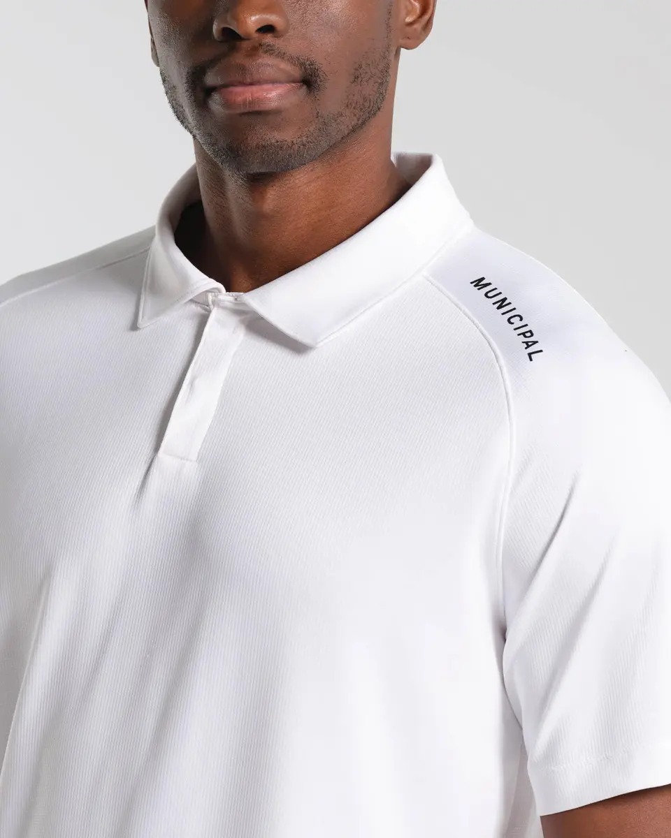 MUNICIPAL SportCross Tech Short Sleeve Polo Shirt, White, Large | Rapid Dry, Recycled Poly, Athletic Fit - view 3