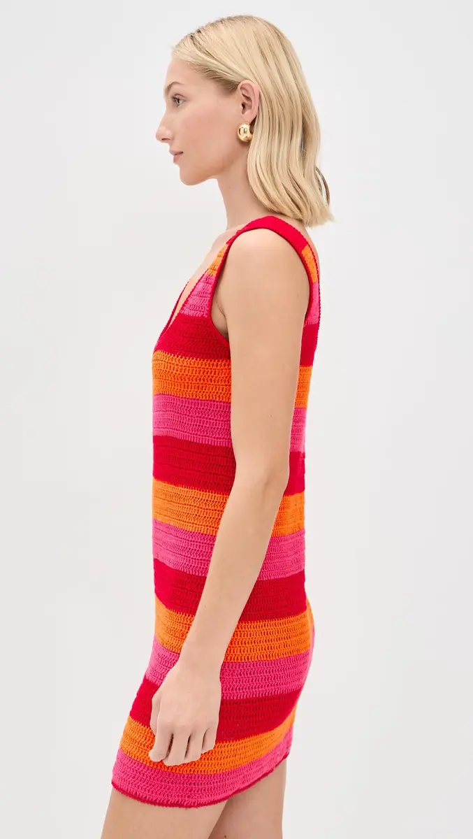 Show Me Your Mumu Day Tip Dress Oasis Stripe XL | Bright Stripe Crochet Mini Dress for Women - view 5